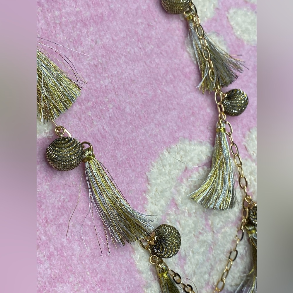 Rebecca Minkoff NWOT Silver And Gold Tassel Chain Goddess Necklace - Picture 8 of 16